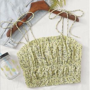 Tie Shoulder Ditsy Floral Cami Top